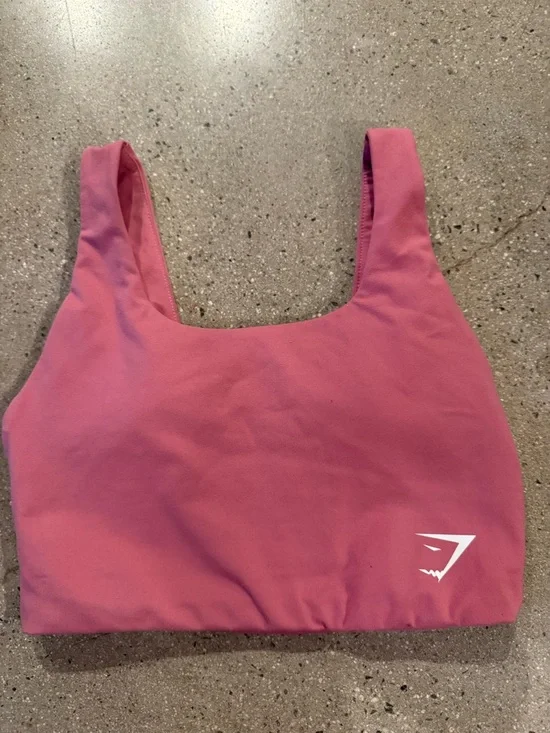 Gymshark Pink Square-Neck Sports Bra with Moisture-Wicking Tag - Picture 1 of 3